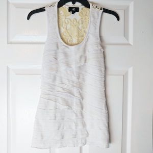 IZ BYER Size XS White Bandage Wrap Lace Tank Top